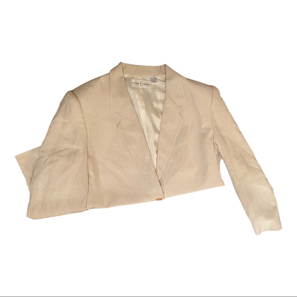 FIRST ISSUE CREAM|BEIGE STRIPE BLAZER
